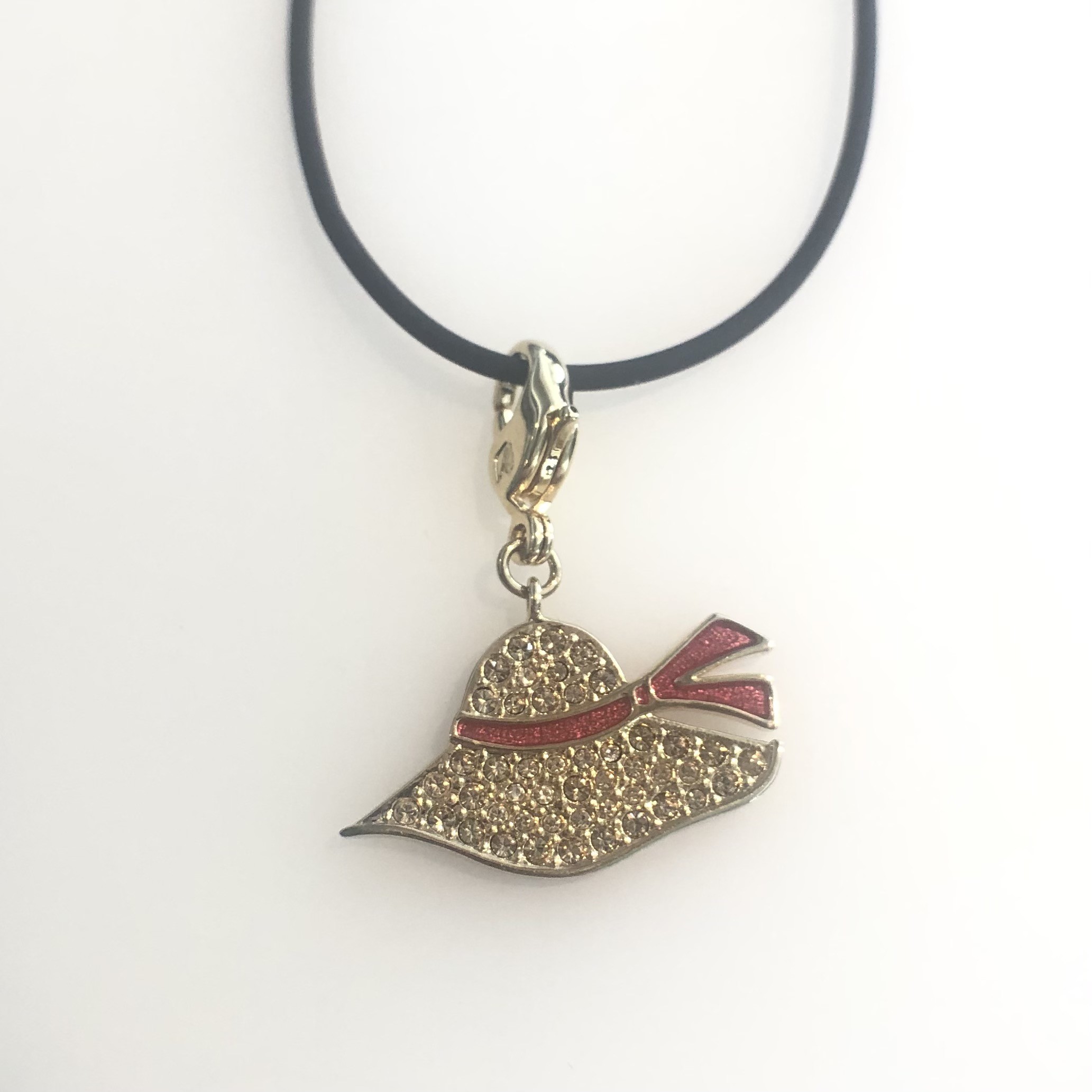 Collana Charm Gold Summer Hat Swarovski con cordoncino